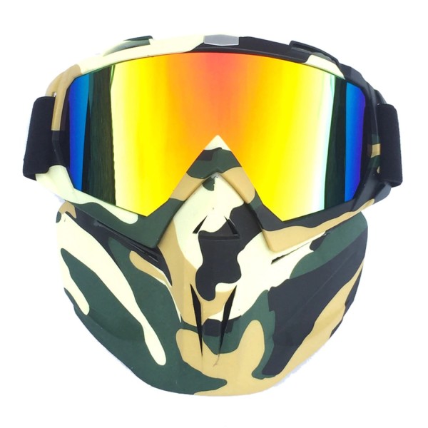 Face protection mask, made from hard plastic + ski goggles, multicolor lenses, model MCMFP02